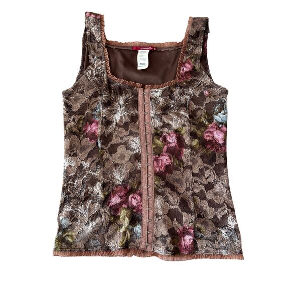 Silvergate Tops - Vintage Silvergate Floral Lace Corset Tank Top Brown Rose Print Y2K Size Large